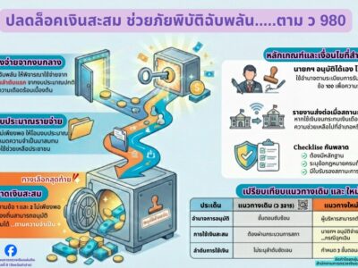 ปลดล็อคจ่ายขาดเงินสะสม ช่วยภัยพิบัติฉับพลัน ตาม ว 980