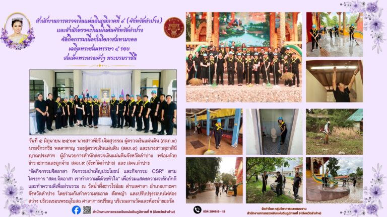 สำนักงานการตรวจเงินแผ่นดินภูมิภาคที่ ๙ (จังหวัดลำปาง) และสำนักตรวจเงินแผ่นดินจังหวัดลำปาง &ldquo;จัดกิจกรรมจิตอาสา กิจกรรมบำเพ็ญประโยชน์ และกิจกรรม CSR&rdquo; ตามโครงการ &ldquo;สตง.จิตอาสา เราทำความดีด้วยหัวใจ&rdquo;